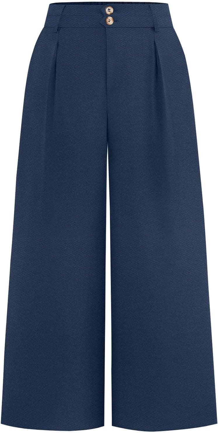 Navy plus-size wide-leg trousers