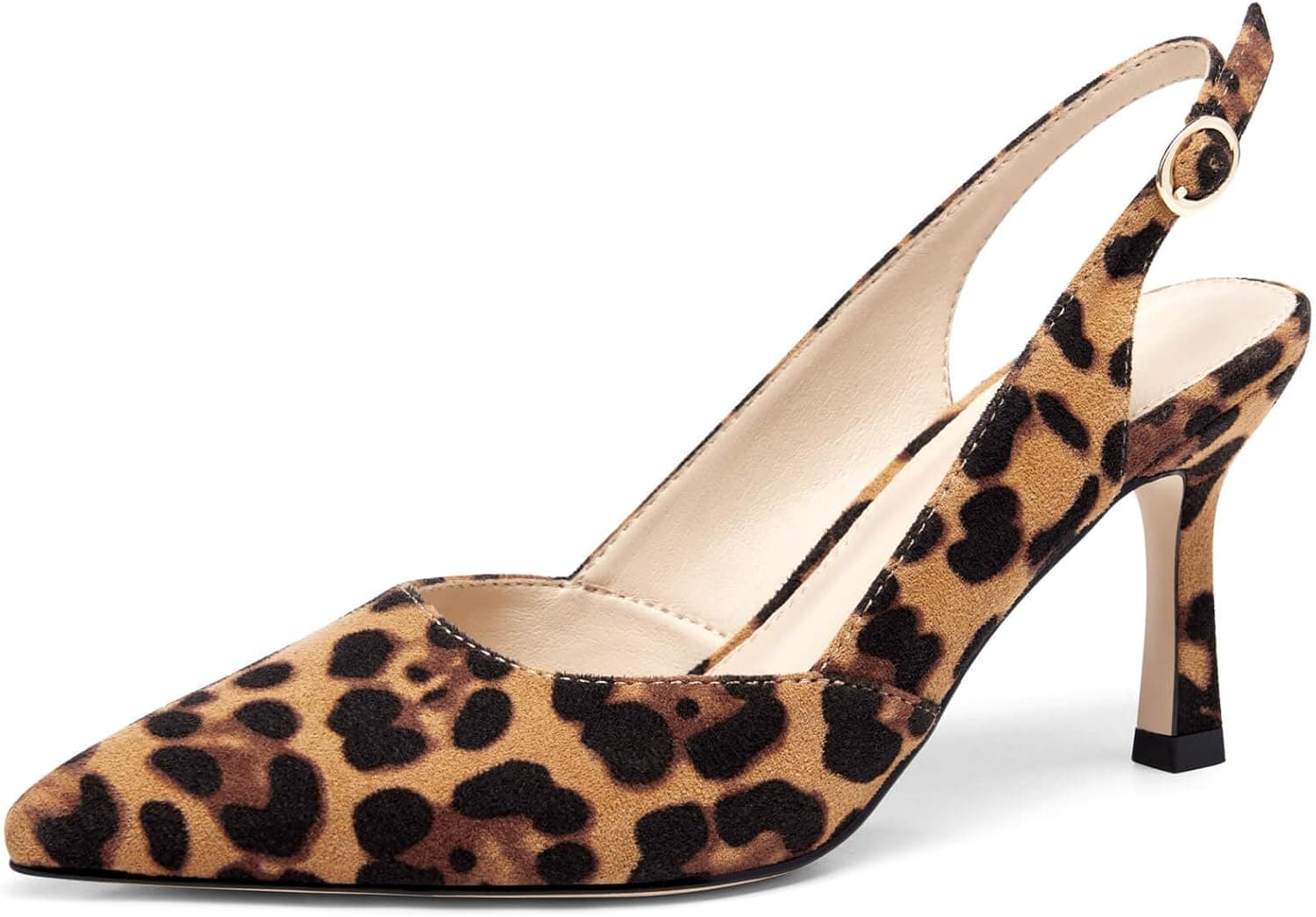 Leopard suede pointed kitten heels