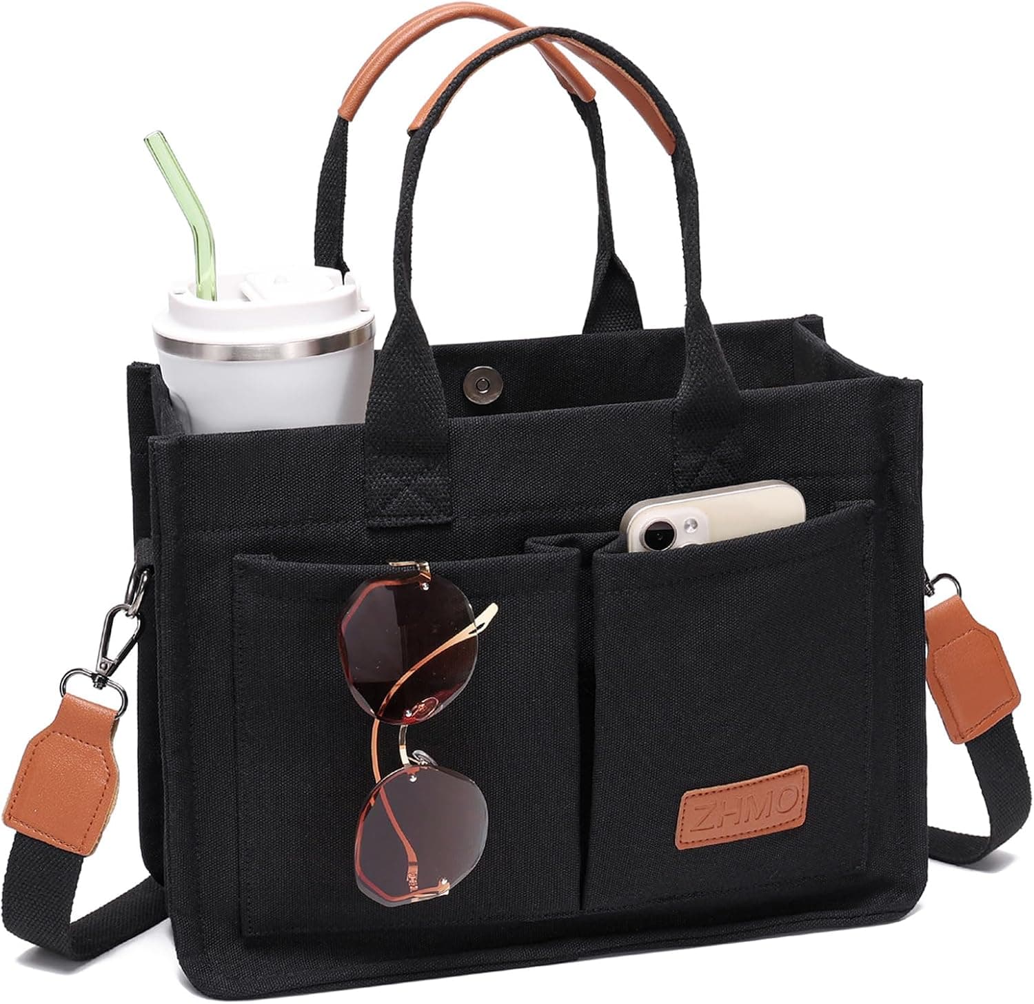 Black canvas tote bag