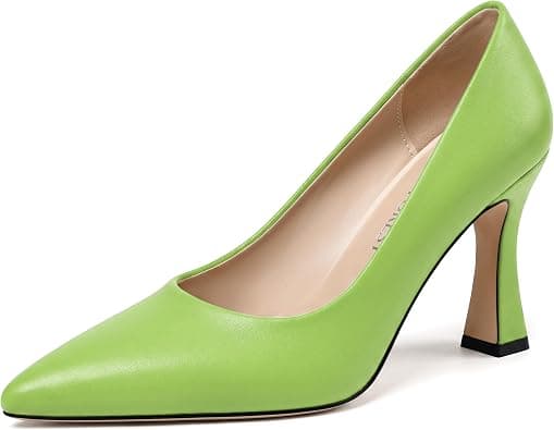 SHOWFOREST lime-green pointed-toe pumps
