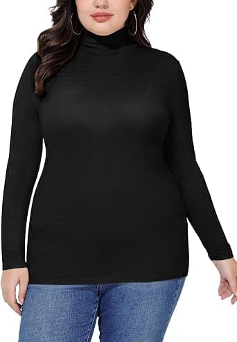 COOTRY plus-size black mock-turtleneck top
