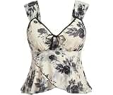 Apricot floral plus-size mesh crop top