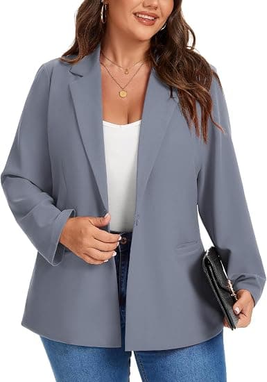 MINTLIMIT gray plus-size lapel blazer