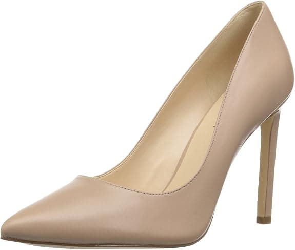 Natural-leather pointed-toe pumps