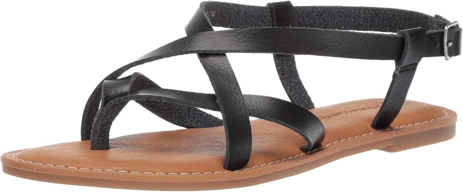 Black strappy flat sandals