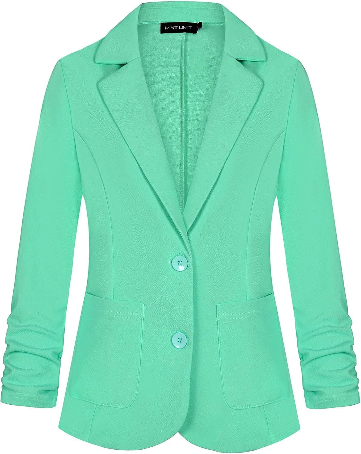 Mint-green plus-size cropped blazer