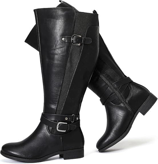Black extra-wide-calf knee-high boots