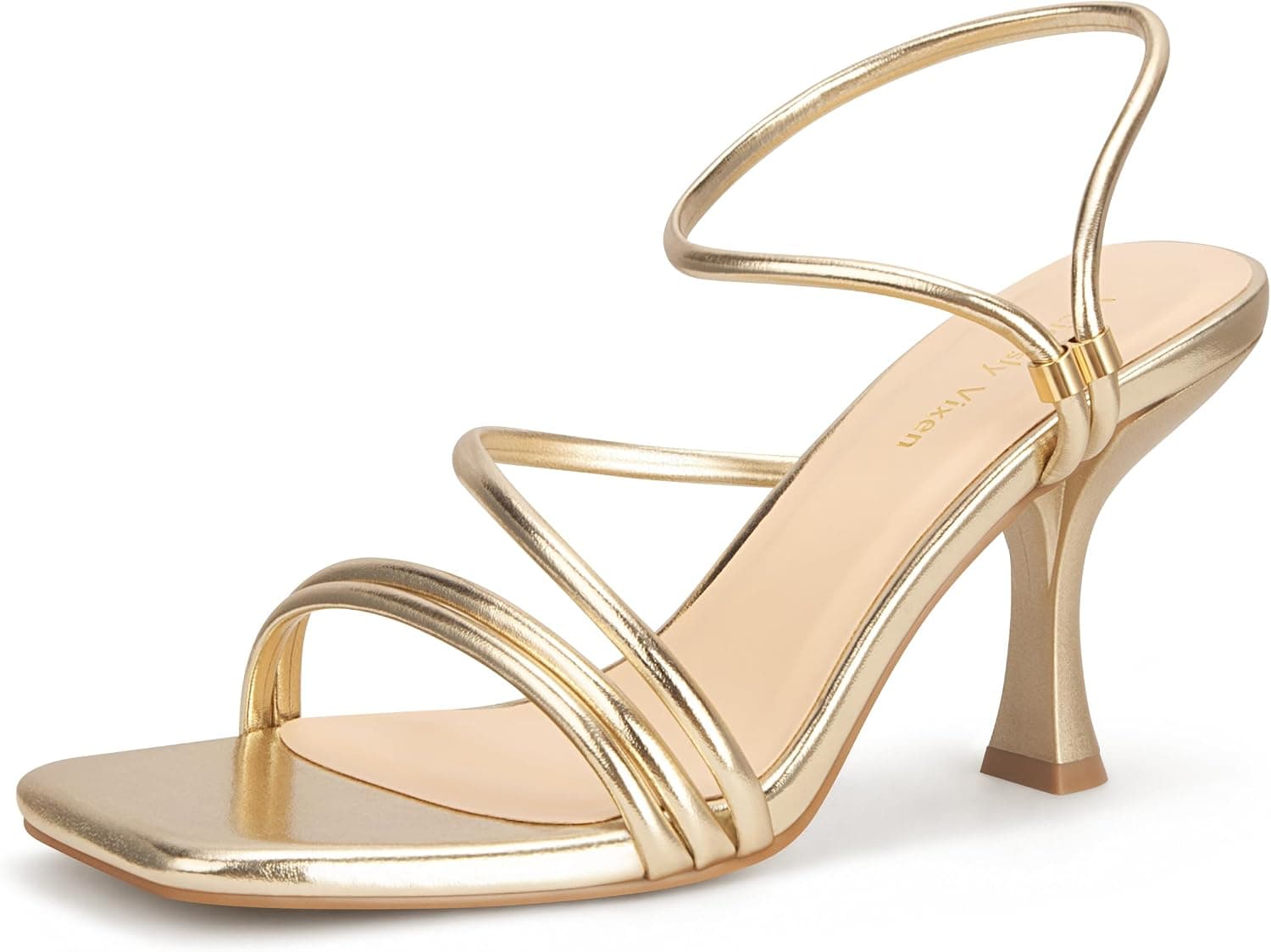 Gold strappy kitten-heel sandals