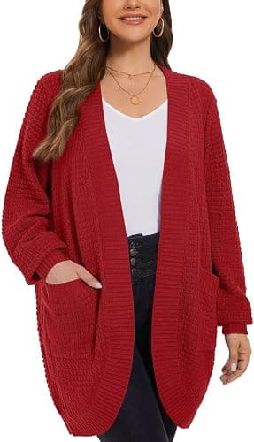 Plus-size open-front fringed cardigan
