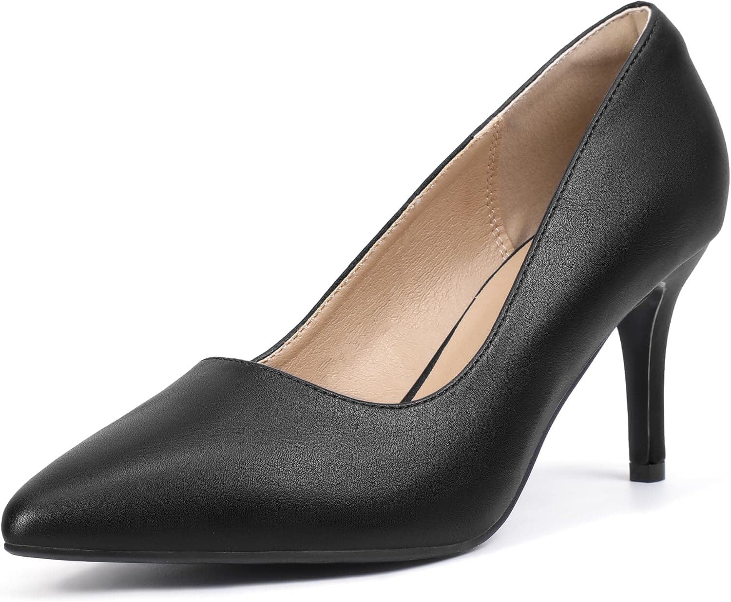 Black pointed-toe stiletto pumps