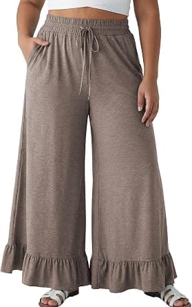Eytino plus-size black wide-leg dress pants