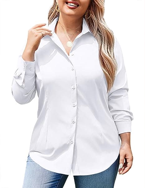 White plus-size button-up shirt