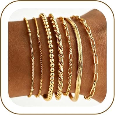 Gold stacked bracelet set