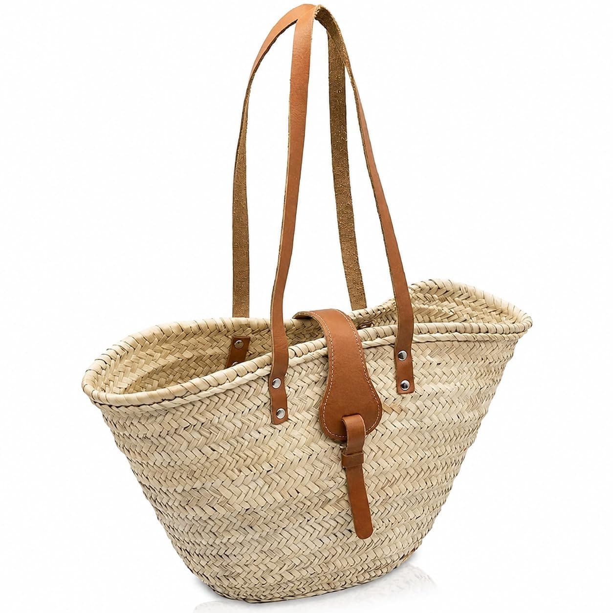 Cream woven straw tote
