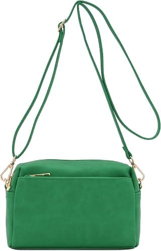 FashionPuzzle Kelly-green triple-zip crossbody bag