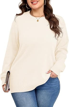 BELAROI plus-size cream crewneck sweater