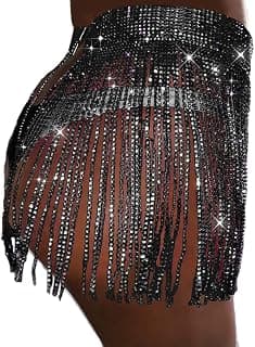 Rhinestone fringe skirt overlay