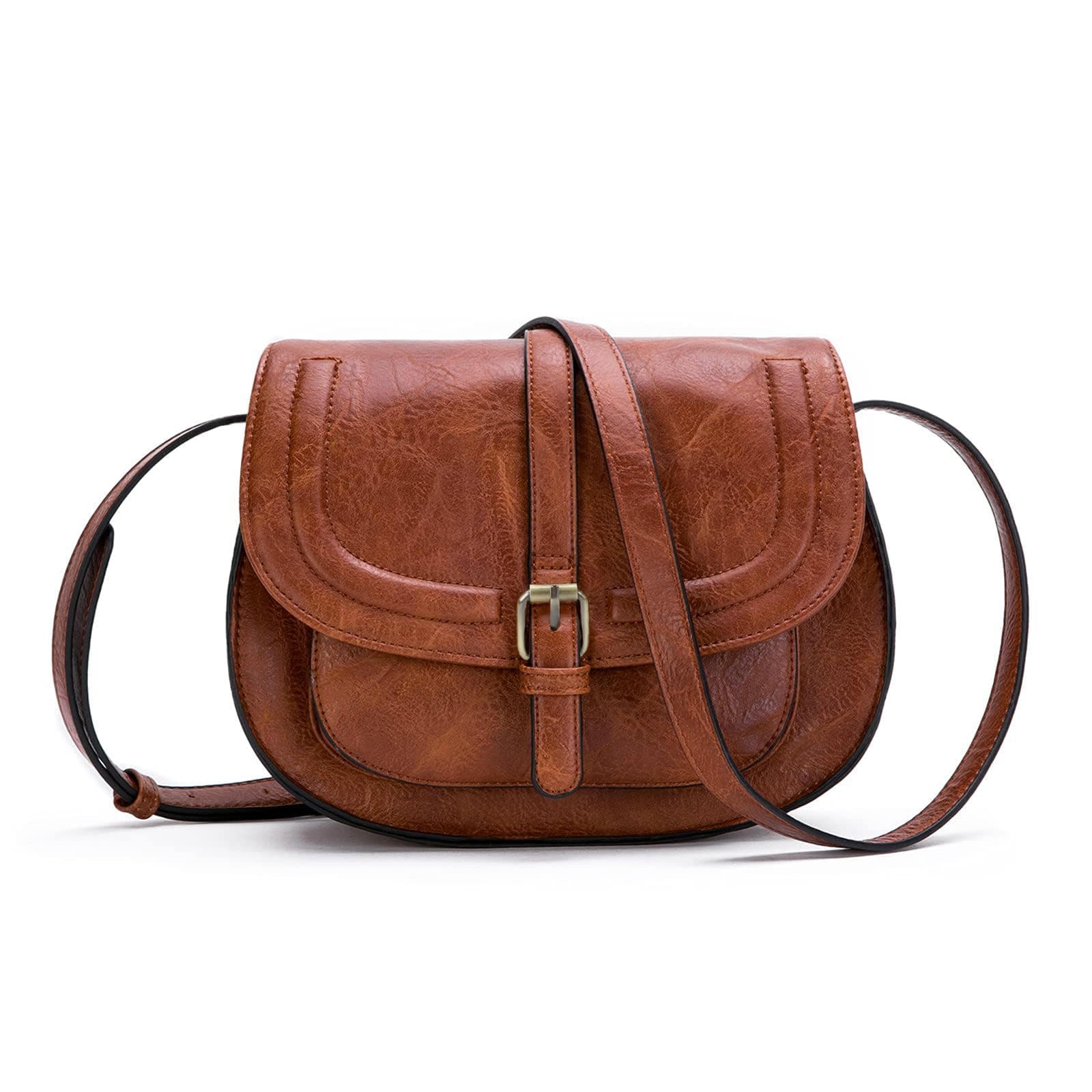 Brown leather crossbody bag