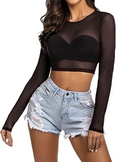 Black sheer mesh crop top