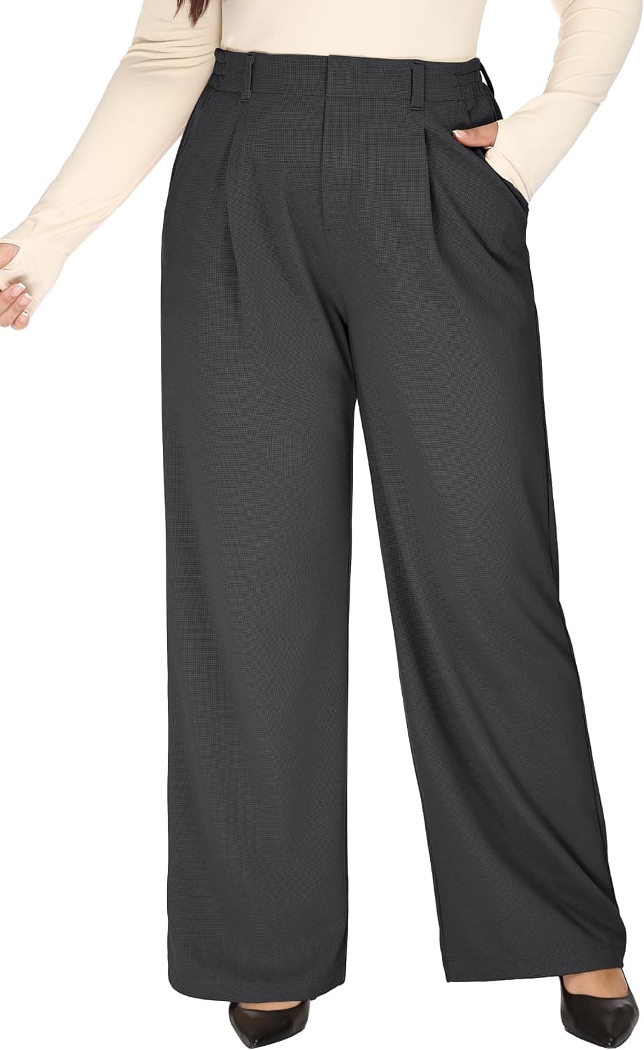 Gray plus-size wide-leg dress pants