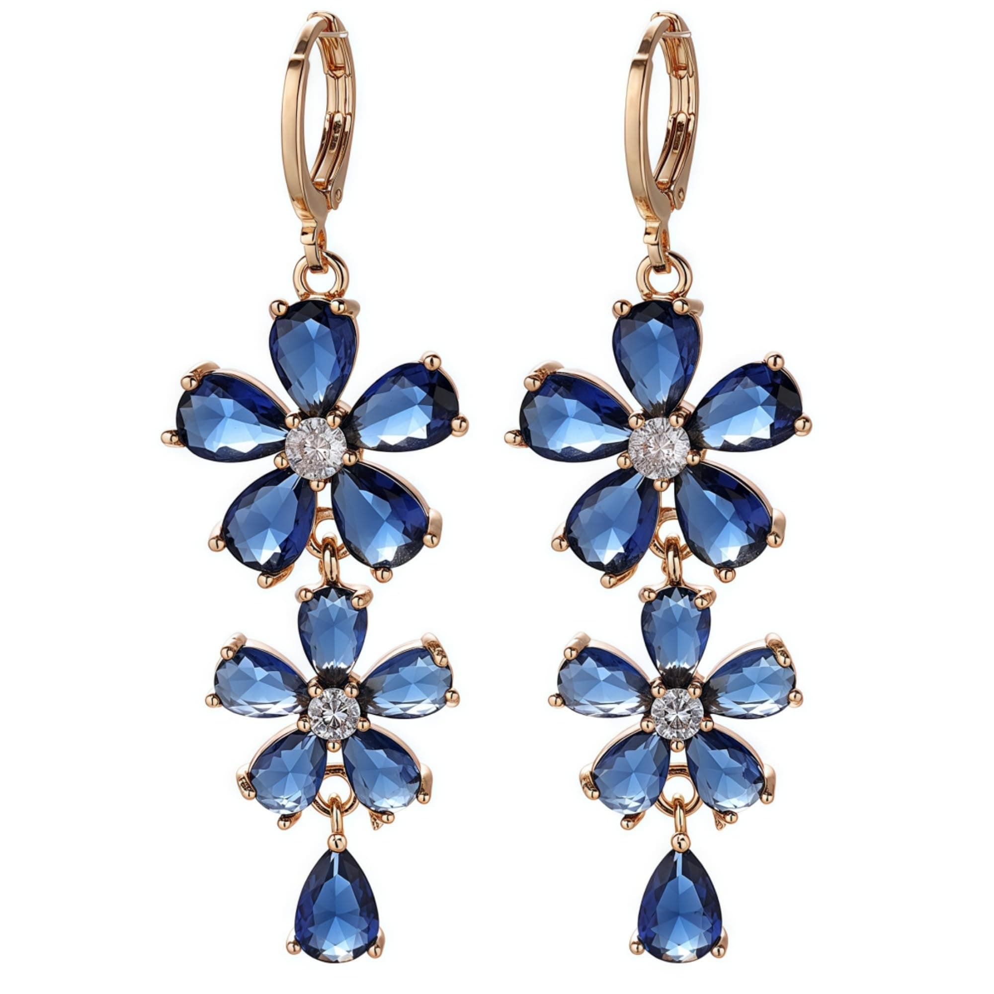 Gold flower drop earrings