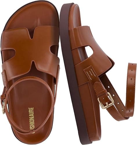 CUSHIONAIRE cognac wide-width flat sandals