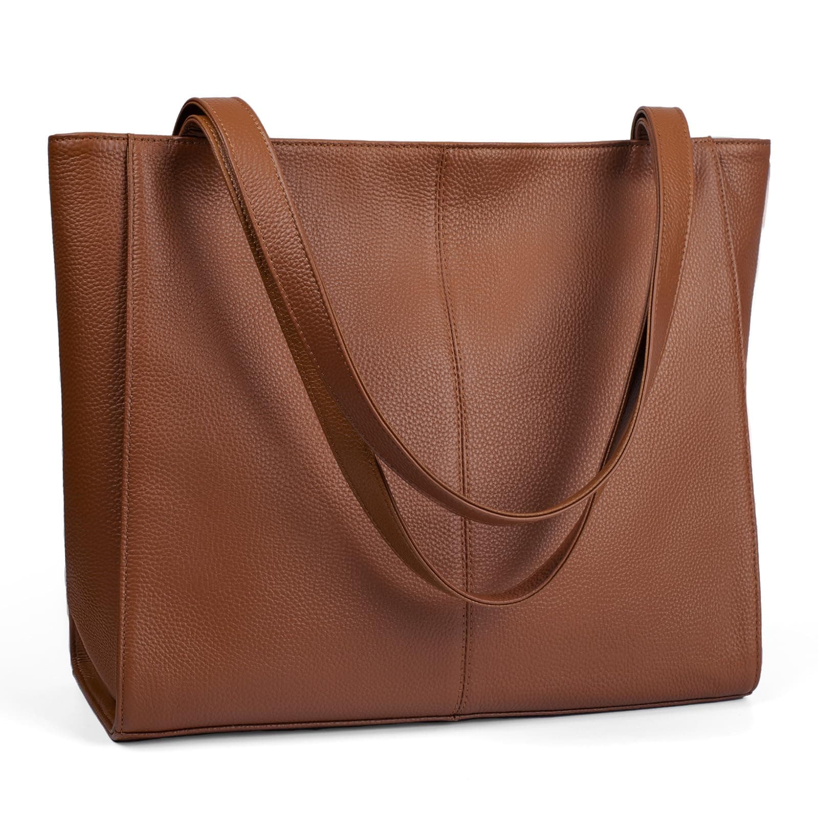 Cognac-brown leather tote