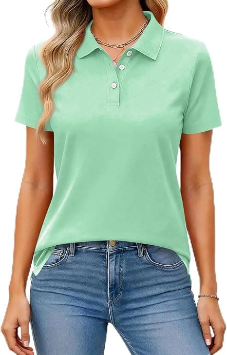 Mint-green cotton polo shirt