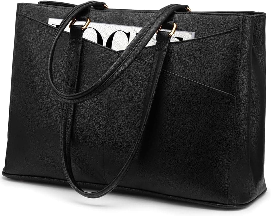 Black structured laptop tote