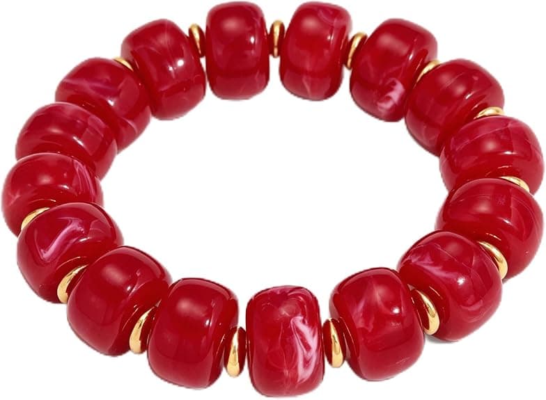 Bright-red chunky beaded bracelet