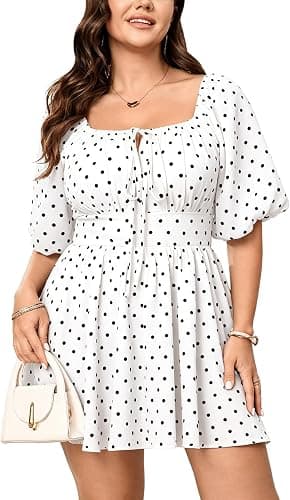 White plus-size polka-dot romper