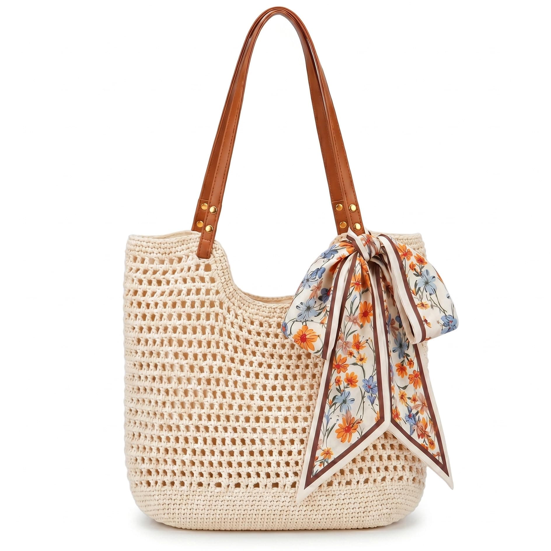 Woven straw tote bag