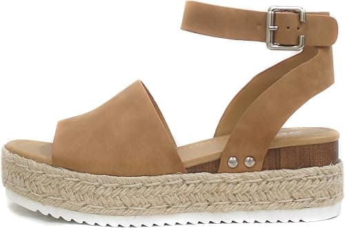 Tan espadrille wedge sandals