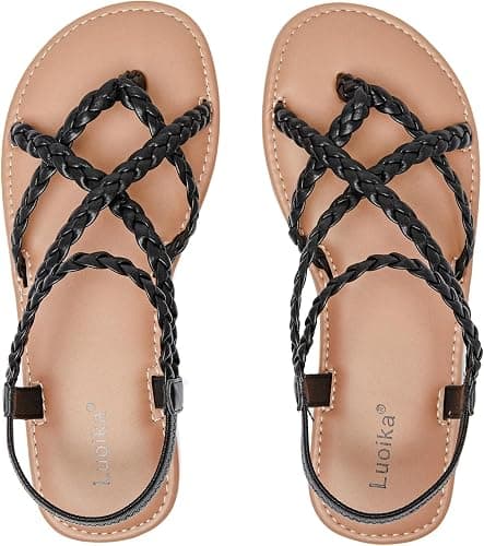 Luoika black wide-width flat sandals