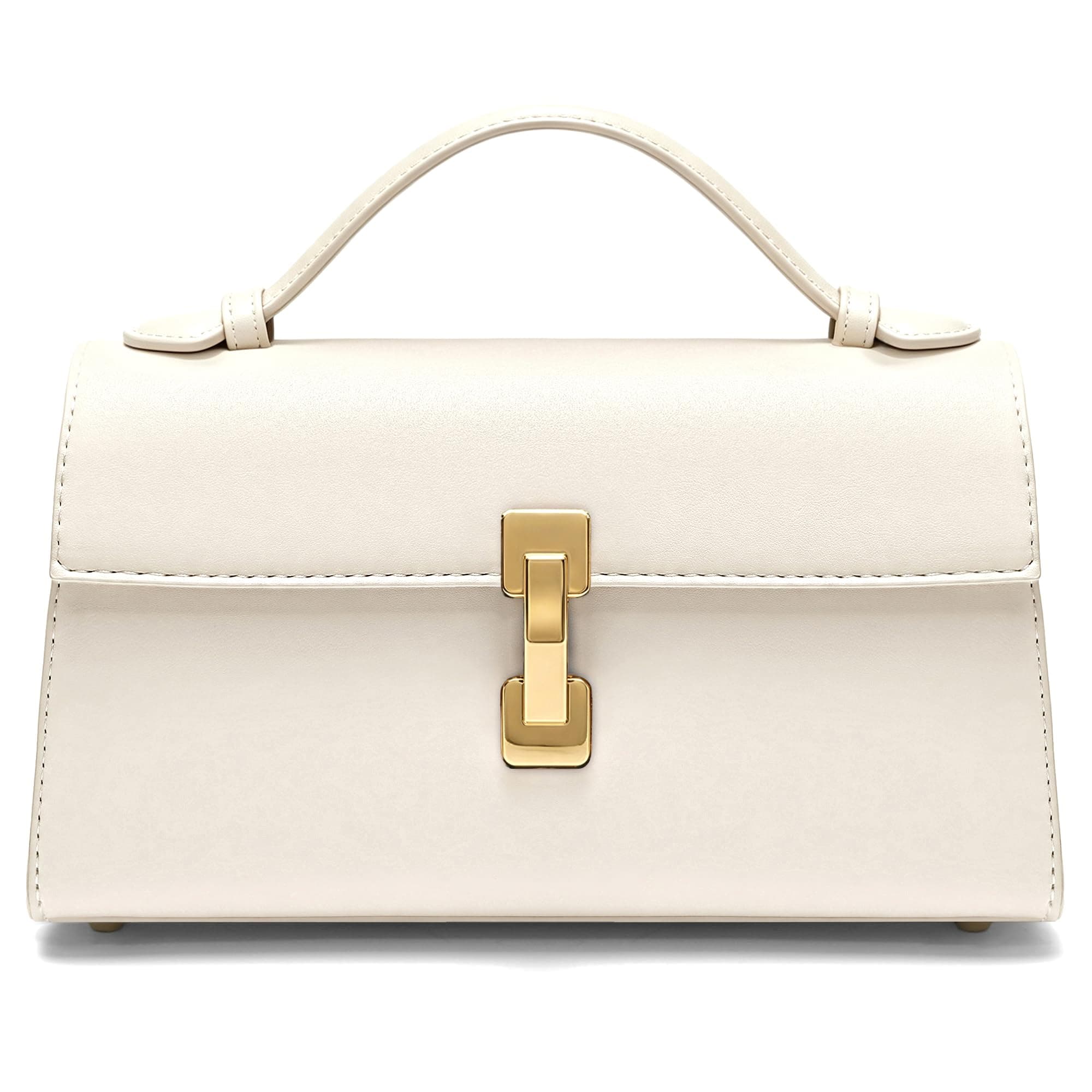 White woven structured top-handle handbag