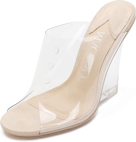 Transparent Lucite wedge heels
