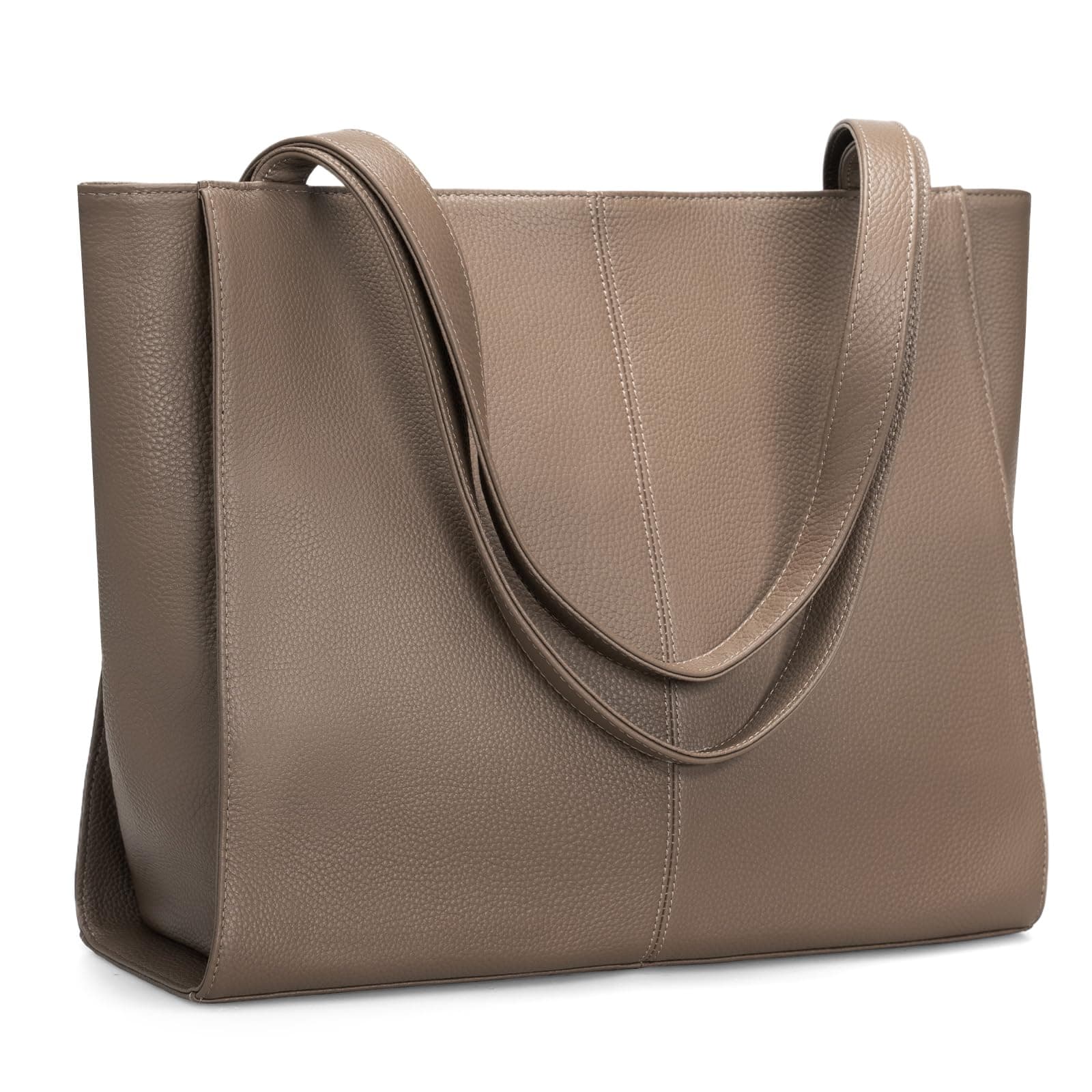 Taupe structured leather tote