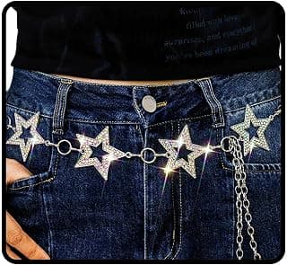 Silver rhinestone star chain belt