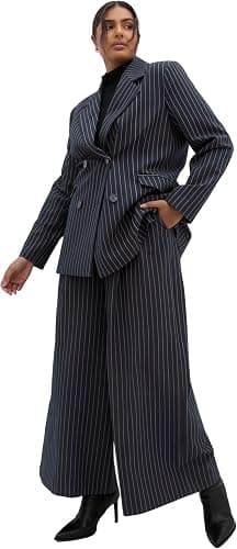 City Chic navy pinstripe plus-size blazer
