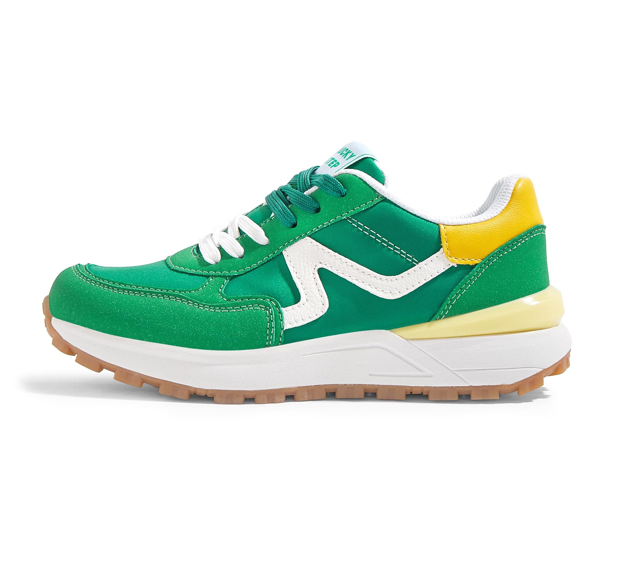 Fuchsia-and-green retro colorblock sneakers