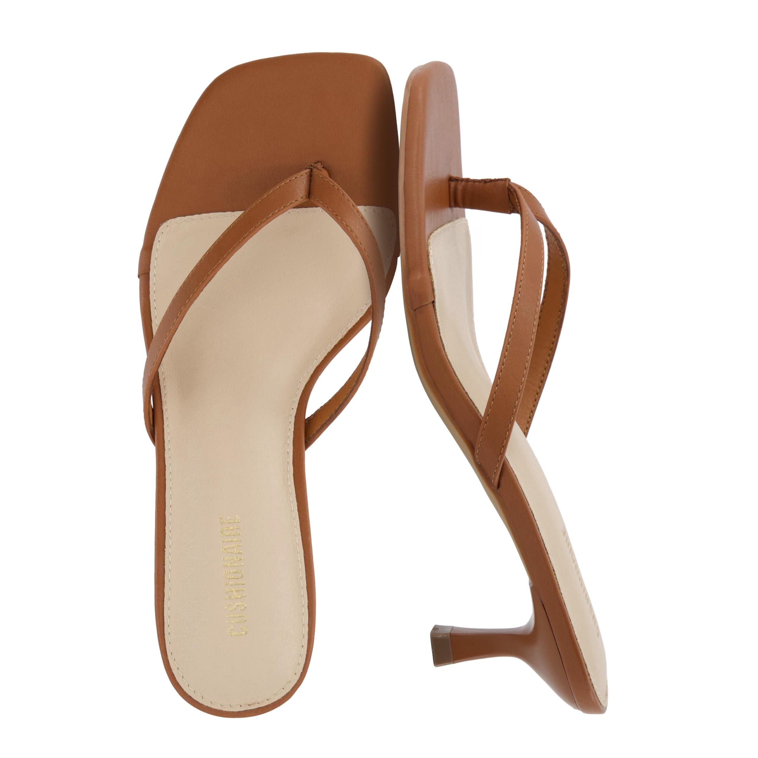 Tan flat strappy sandals