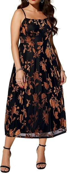 Plus-size velvet midi dress