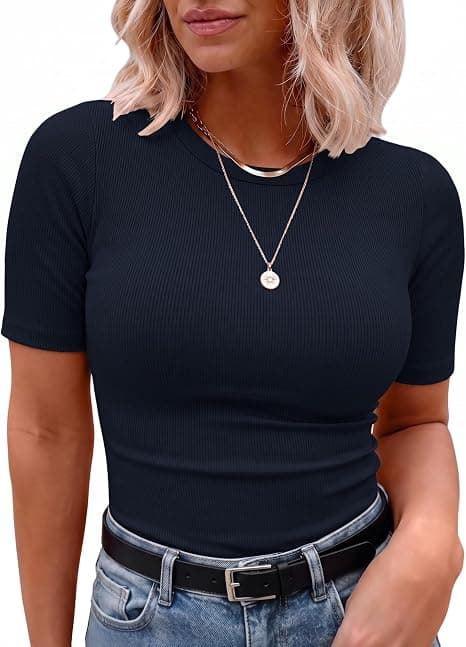 Navy plus-size ribbed-knit top