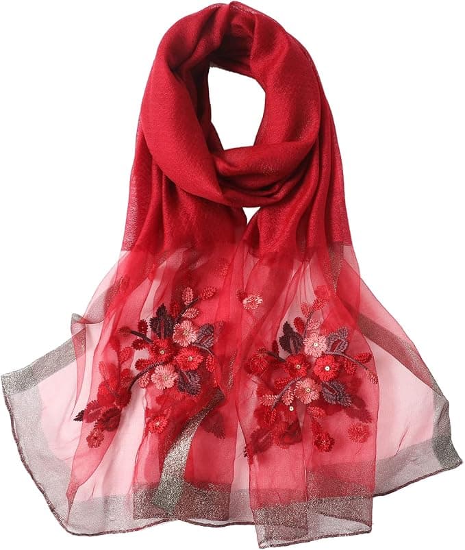 Embroidered silk scarf
