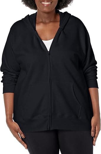 JUST MY SIZE plus-size ebony zip-up fleece hoodie