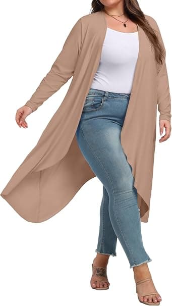 Plus-size open-front cardigan