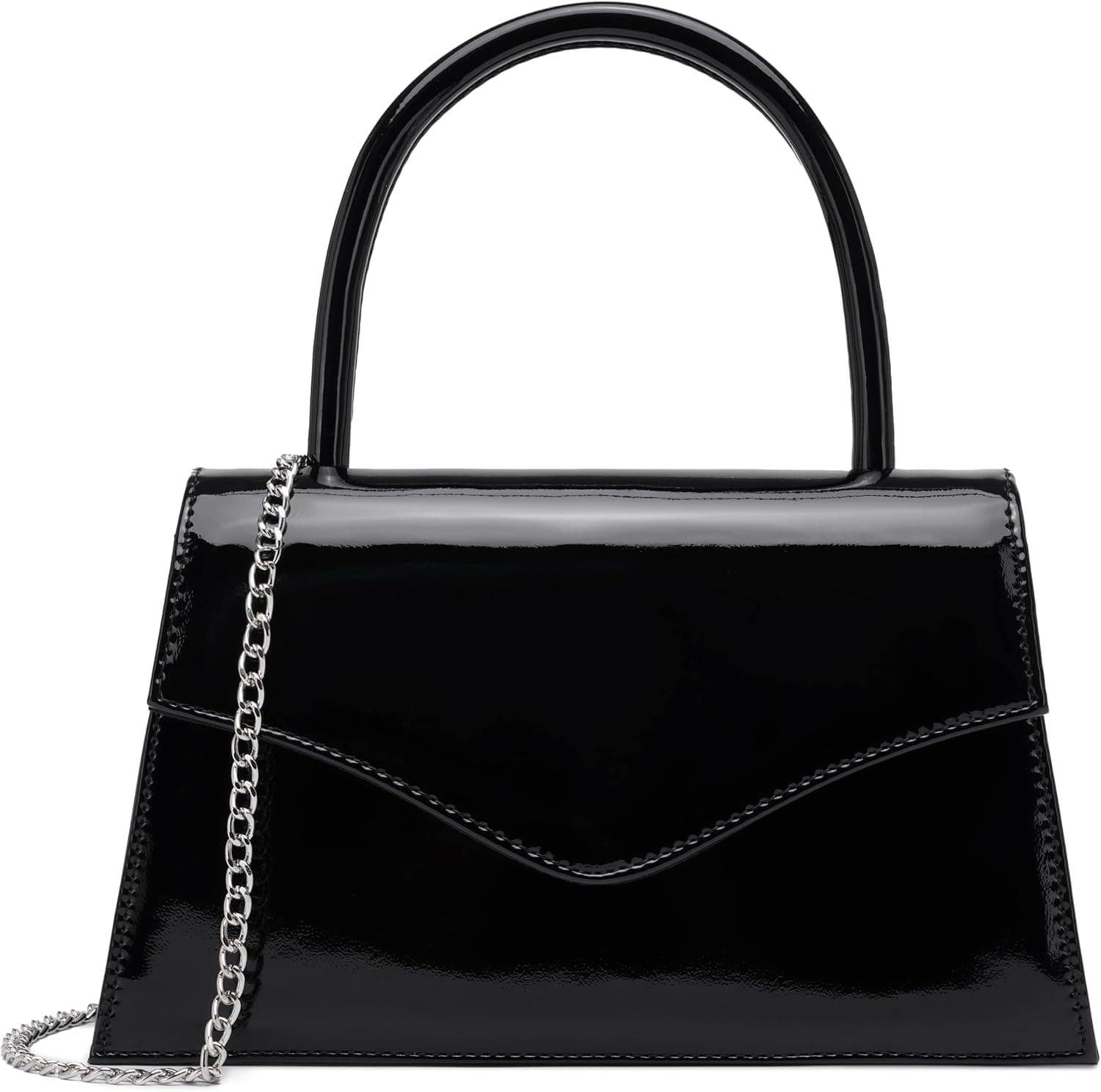 Black patent-leather evening clutch