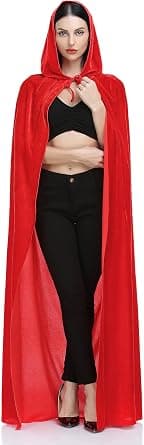 Ammiko red velvet hooded cape