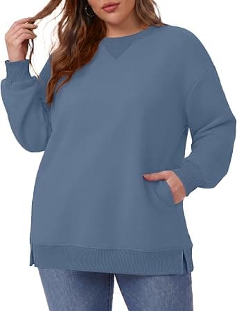OLRIK plus-size dust-blue crewneck sweater