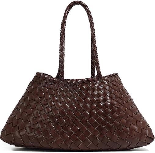 Rejolly espresso-brown woven basket bag